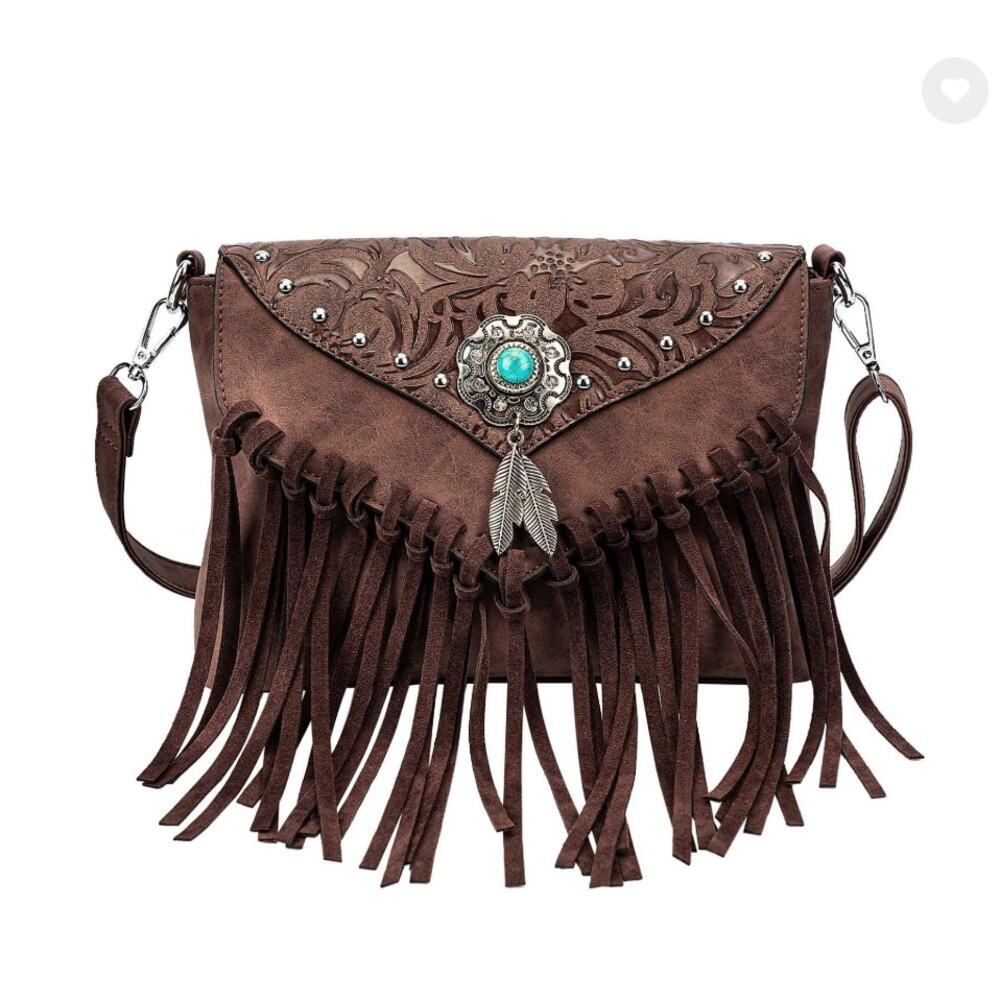 Women's‎ Lavawa Vegan Leather Fringe Bag Small Crossbody Western Boho Festival